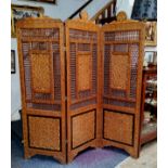 An Anglo Indian three-fold modesty screen, camel bone inlaid throughout, (some losses A/F)