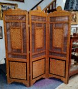 An Anglo Indian three-fold modesty screen, camel bone inlaid throughout, (some losses A/F)