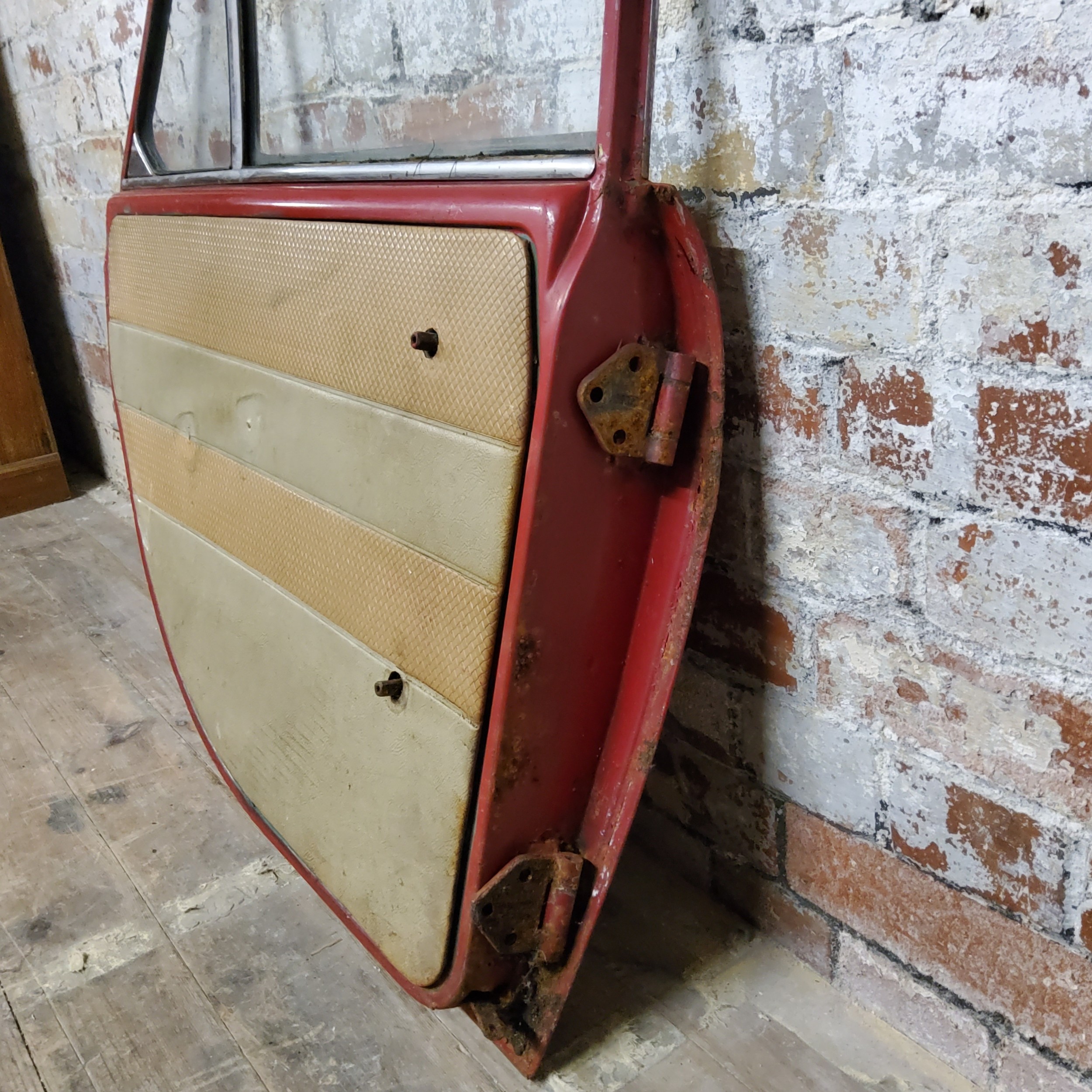 Three vintage red  model doors, nearside front and rear doors and offside rear door. Approx 95cm - Image 7 of 13