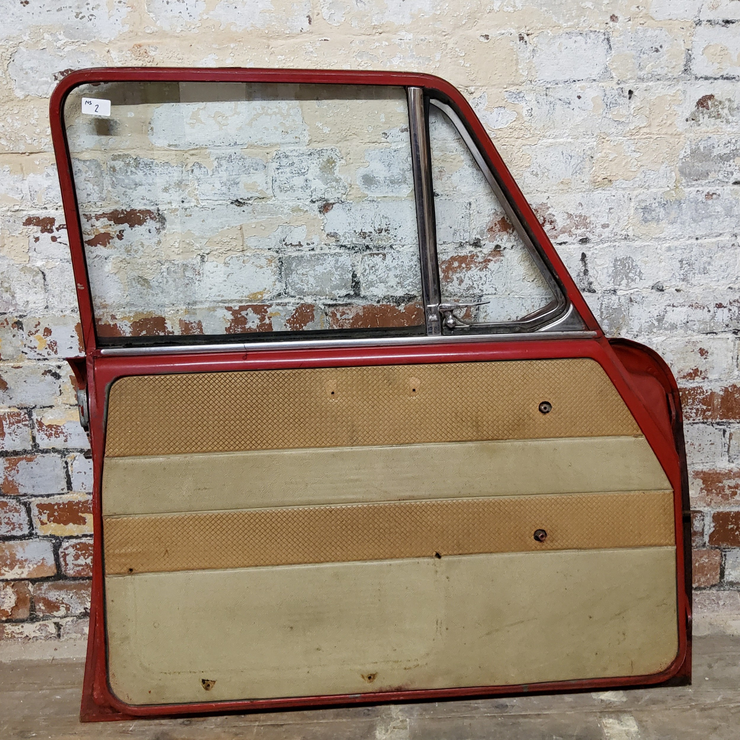 Three vintage red  model doors, nearside front and rear doors and offside rear door. Approx 95cm - Image 4 of 13