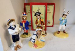Royal Doulton Bunnykins - Little Boy Blue; Sailor;  Uncle Sam, all boxed;  another, Ship's Mate
