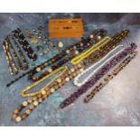 Semi-precious gemstone beads, bracelets, pendants etc; a native timbers of New Zealand workbox set