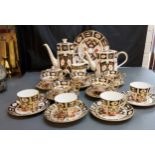 A Royal Crown Derby 2451 pattern tea and coffee service, comprising teapot and cover, coffee pot and