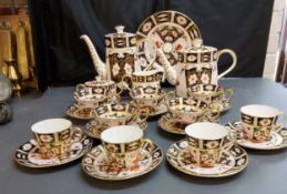 A Royal Crown Derby 2451 pattern tea and coffee service, comprising teapot and cover, coffee pot and