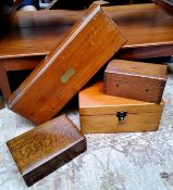Boxes - a late Victorian cutlery box, vacant brass cartouche; Victorian satinwood work box; money