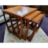 A nest of G Plan red label tables, excellent condition