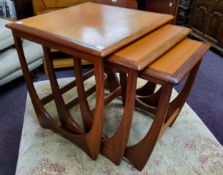 A nest of G Plan red label tables, excellent condition