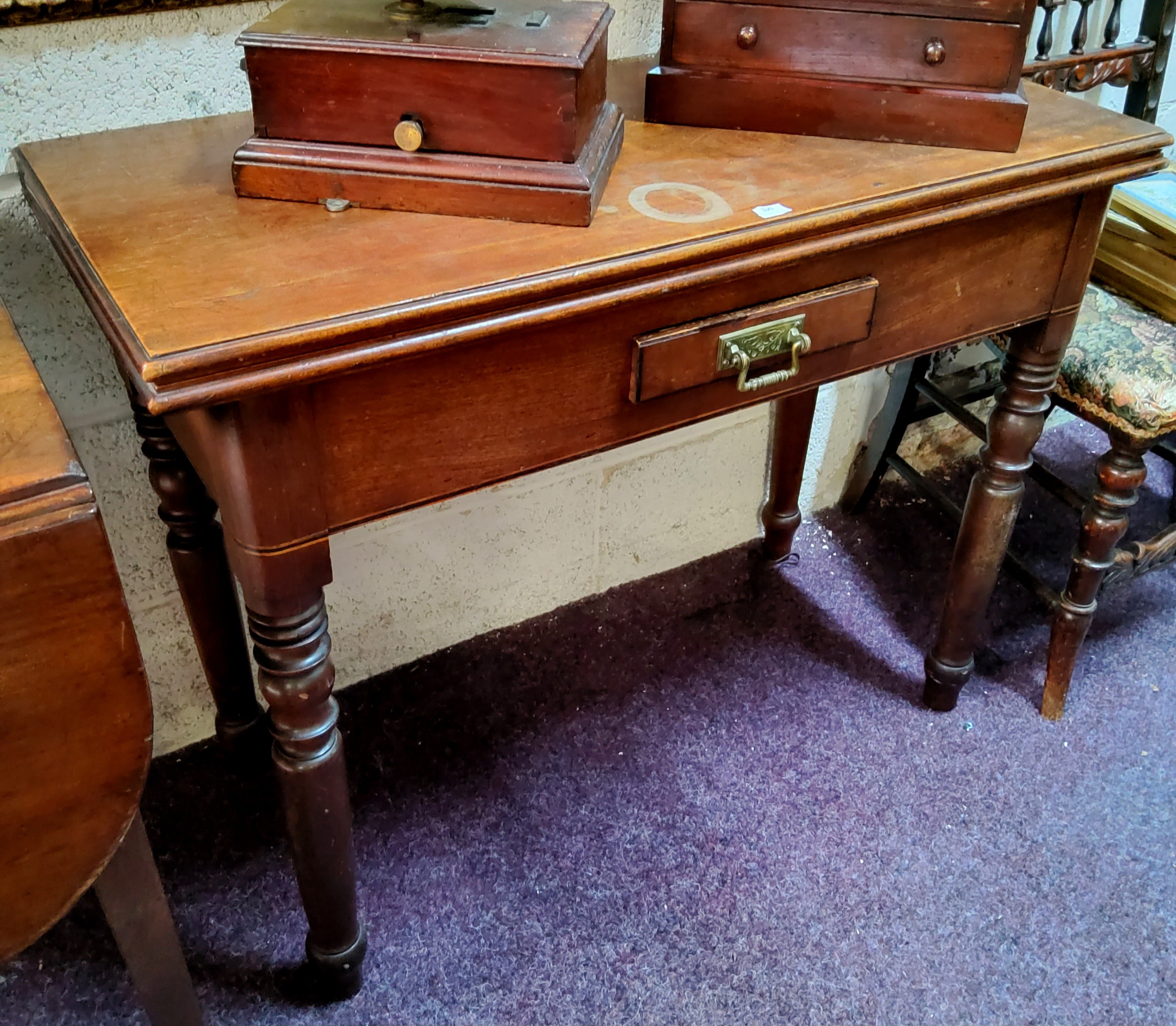 A George III mahogany tea table, single drawer to frieze c.1820