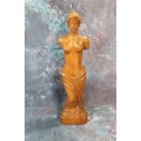 A hardwood figure, of a scantily clad female, 32cm high