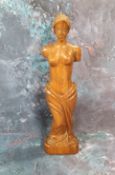 A hardwood figure, of a scantily clad female, 32cm high
