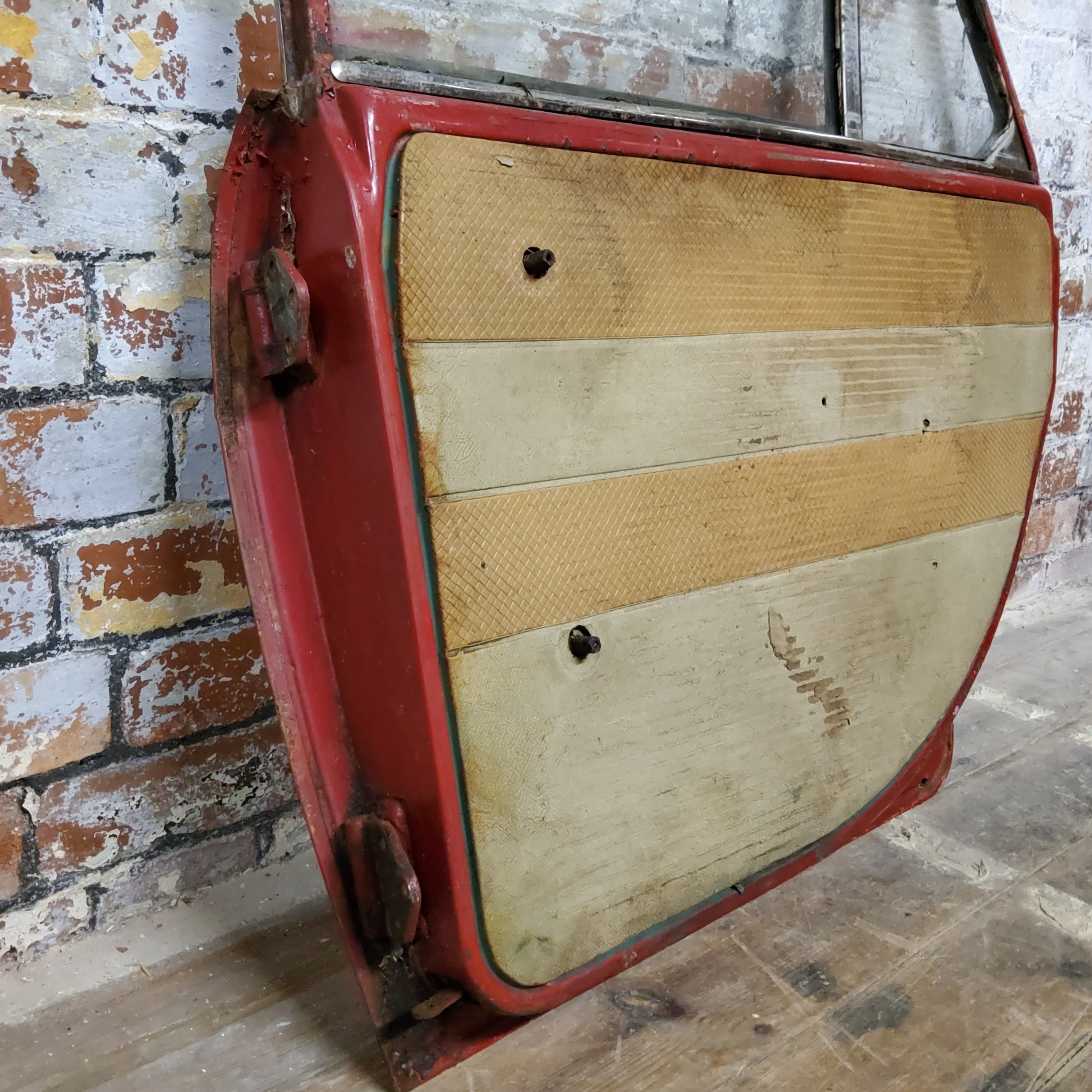 Three vintage red  model doors, nearside front and rear doors and offside rear door. Approx 95cm - Image 11 of 13