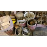 Screws and accessories;  old tins;  etc Please note this lot is located offsite and needs to be