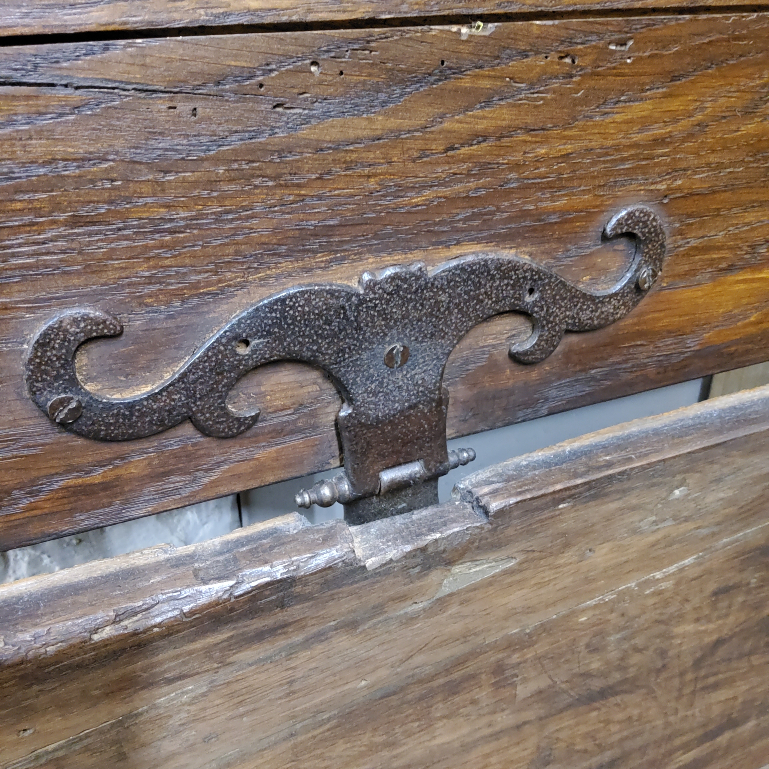 A 19th century light oak housekeeper's chest, the hinged top revealing panelled storage, fielded - Image 2 of 5