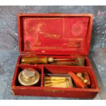 A 19th century desk seal set, The Georgian Sealing Set, red morocco leather case