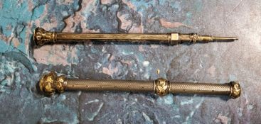 A Samson Morden and Co silver sliding pencil, 9cm long;  another (2)