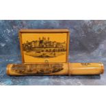 A 19th century Mauchline ware rectangular box, the cover printed with The Tower of London from Tower