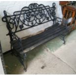 A Coalbrookdale style cast metal grapevine pattern garden bench