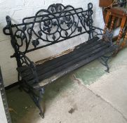 A Coalbrookdale style cast metal grapevine pattern garden bench