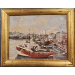 Linda Weir (Bn. 1951), The Harbour, signed, oil on board, 33cm x 44.5cm