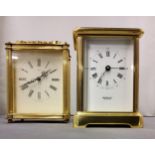 A Martin & Co brass carriage, clock, Roman numerals, 12 cm high;  another, Smiths, Eight Day (2)