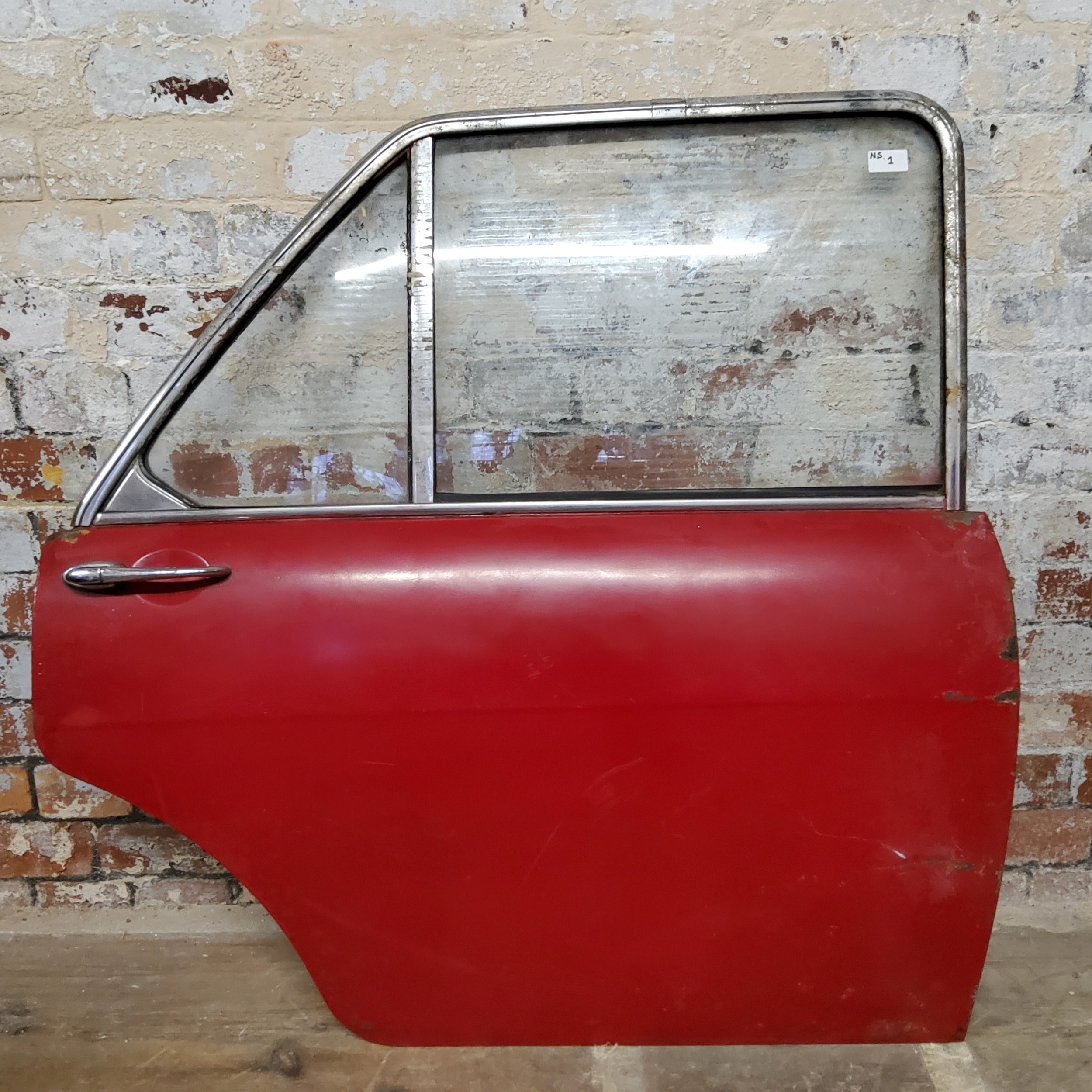 Three vintage red  model doors, nearside front and rear doors and offside rear door. Approx 95cm - Image 13 of 13
