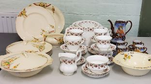 A Grindley Cream petal pattern part dinner service, printed with flower tendrils, printed marks, c.