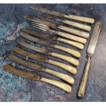 A set of six silver-bladed butter knifes, mother of pearl hafted, William Hutton & Sons Ltd,