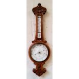 A late Victorian golden oak banjo barometer by J Siddall, Chester c.1900, excellent condition.