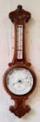 A late Victorian golden oak banjo barometer by J Siddall, Chester c.1900, excellent condition.