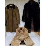 A lady's wool three-quarter coat, fur collar;  a 1960's/1970's Hea Tona sheepskin coat;  etc (3)