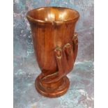 Travel, South Seas - a Pitcairn Island goblet, typically carved with a grasping hair, circular base,