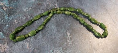 A Jade 60cm necklace, the polished beads strung with alternate random polished stones