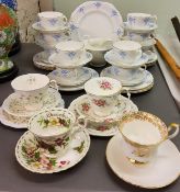 A New Chelsea York pattern tea service, for ten, printed marks;  Royal Albert tea cups and