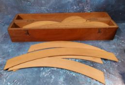 A set of pearwood draughtman's curves, rectangular mahogany box