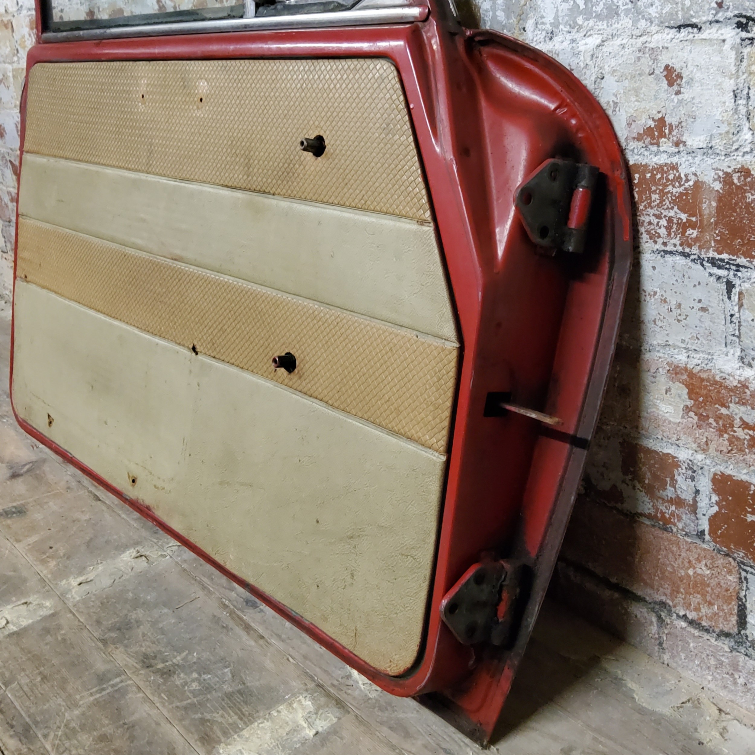 Three vintage red  model doors, nearside front and rear doors and offside rear door. Approx 95cm - Image 3 of 13