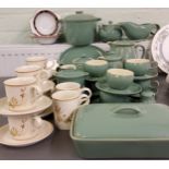 A Denby Green Wheat coffee and tea service, casserole dish;  etc;  a set of six Harvest coffee