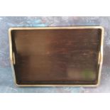 A Japanese silver mounted hardwood rectangular two handled tray, 30cm wide