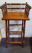 A Victorian mahogany high chair/stool, turned arms, back and legs, 94cm high, 42cm wide, c.1870