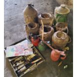 Oil cans;  glue pots;  artist’s box;  etc Please note this lot is located offsite and needs to be