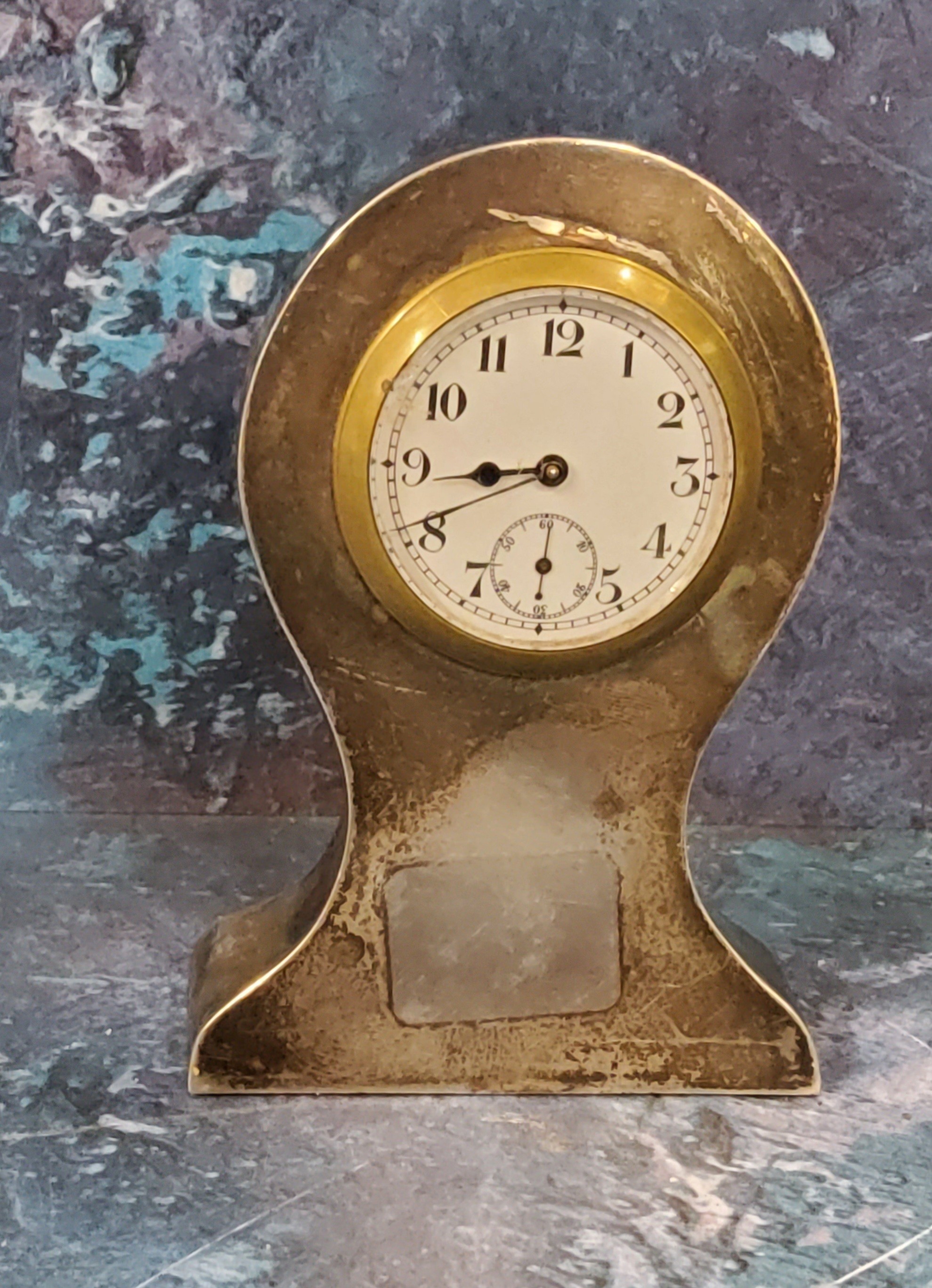 A miniature silver balloon clock, 9.75cm high, Shepherd and Saunders, Birmingham 1912