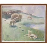 David Buchanan, Springtime Lambs, signed, oil on canvas, 50.5cm x 60.5cm