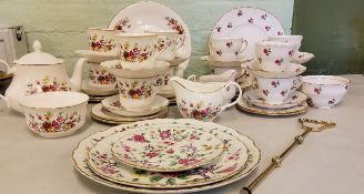 A Colclough tea service, for six, printed with roses, printed marks;  another, Queen Anne (2)