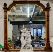 An impressive and substantial Victorian pollard oak country house overmantel mirror, shaped gesso