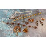 Various silver and baltic Amber necklaces, earrings, brooches etc