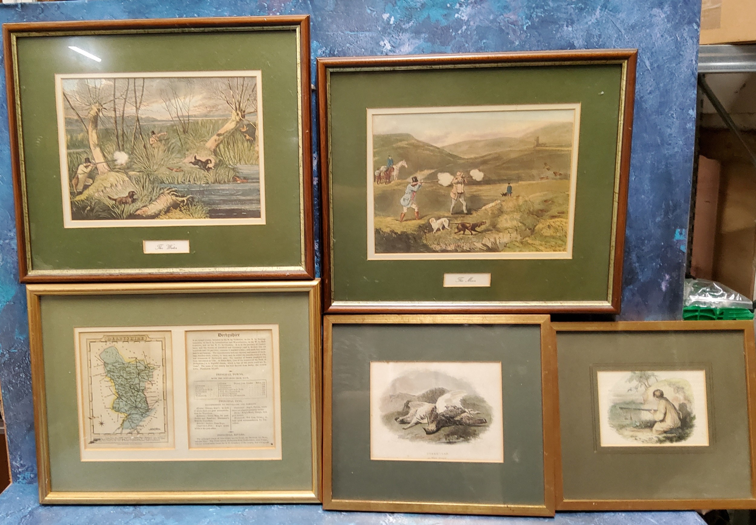 Shootings - a set of four of coloured engravings, The Moor, The Water, Ptarmigan, Partridge