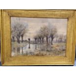 Robert Winter Fraser (1848-1906) Willow Along the River, signed, label to verso, watercolour, 38cm x