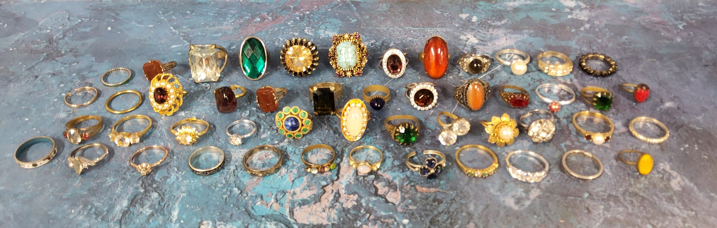 Costume Jewellery - dress rings, various including silver and semi precious stone inset examples