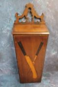 A George III mahogany knife/candle box, inlaid in coloured woods with knife and fork, pierced