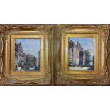 Adrian Norley (20th century)  A Pair, Dutch Market Squares, signed, oils on panel, 24cm x 18.5cm