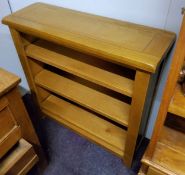 A modern golden oak open bookcase, 91cm high x 91cm w x 30cm deep